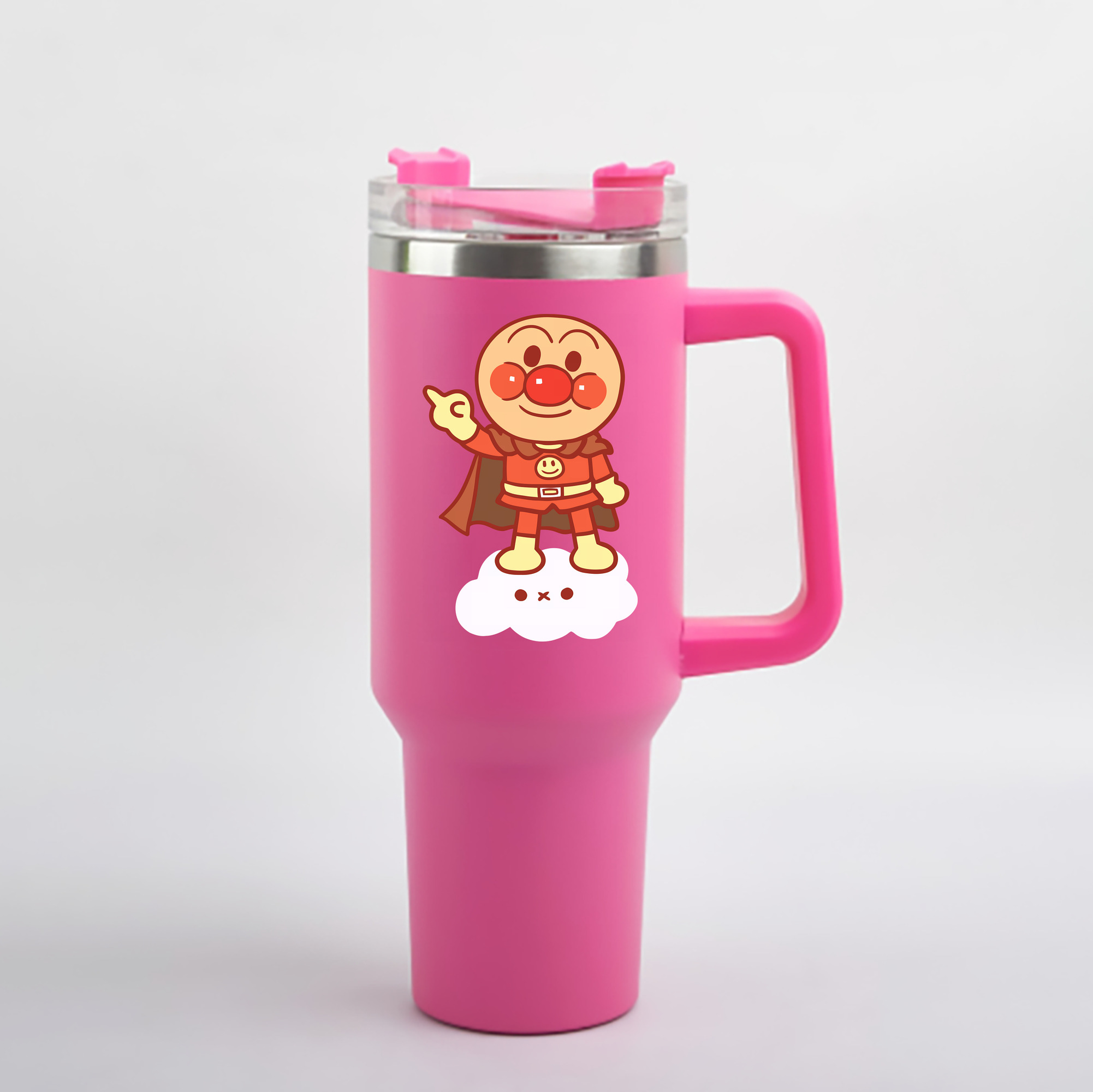 （画像用） アンパンマン Anpanman 1200mL車用タンブラー - クリスタルステッカー（プラスチックストロー付き）